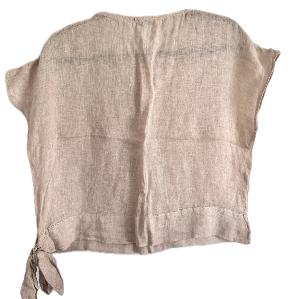 100% Linen Beige Top - Picture 2 of 5